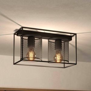 Zwarte industriële plafondlamp aluminium, Thiemo