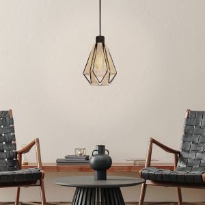 Bruine landelijke hanglamp staal, Yessica