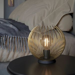 Gouden industriële tafellamp aluminium, Keimpe, met schakelaar