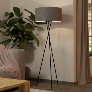 Grijze moderne driepoot vloerlamp aluminium, Anuschka, met schakelaar