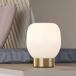 Witte design tafellamp glas, Jeannine, met schakelaar