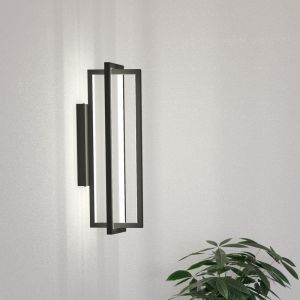 Zwarte moderne wandlamp aluminium, Lianne, 15,5W, warm tot koud wit verstelbare LED, 3-staps dimbaar