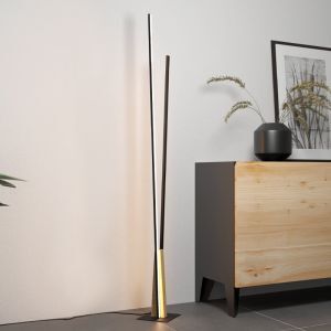 Zwarte moderne vloerlamp aluminium, Leintje, 12,8W, 3000K LED, met schakelaar