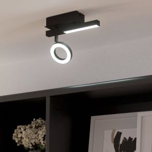 Zwarte moderne plafondspot aluminium, Madelinde, 3,2W, 3000K LED