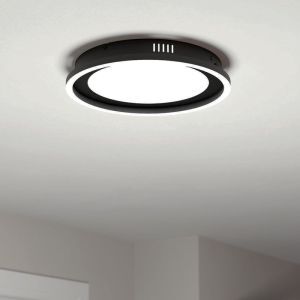 Zwarte moderne plafondlamp aluminium, Thijn, 11,5W, warm tot koud wit verstelbare LED, 3-staps dimbaar