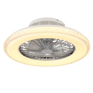 Chromen design plafondventilator kunststof, Lammechien, 40W, warm tot koud wit verstelbare LED, met afstandsbediening