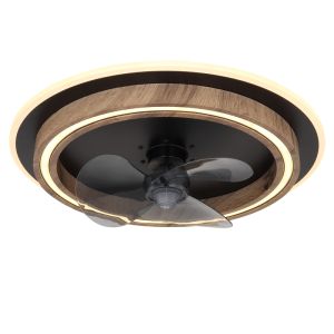 Bruine moderne plafondventilator kunststof, Lamine, 32W, warm tot koud wit verstelbare LED, met afstandsbediening