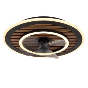 Zwarte design plafondventilator metaal, Maha, 36W, warm tot koud wit verstelbare LED, met afstandsbediening