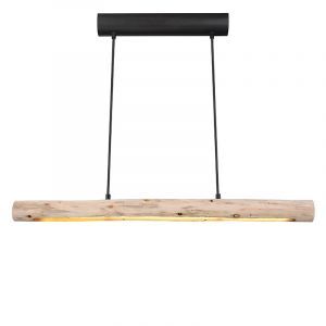 Landelijke hanglamp Abbas, bruin, hout, 3000K LED