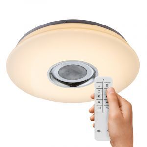 Witte plafonnière Adali, kunststof, RGBW (alle kleuren + wit) LED