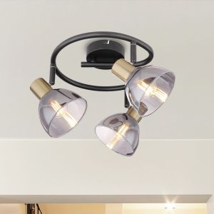 Gouden plafondspot Arthur, glas, modern