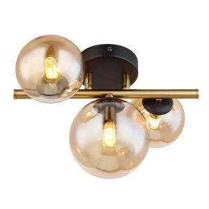 Amberkleurige design plafondlamp glas, Melinda