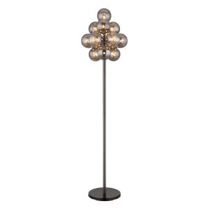 Retro vloerlamp rookglas, Ozan, met schakelaar