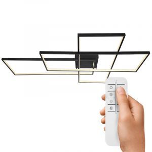 Moderne plafonnière Terri, zwart, metaal, warm tot koud wit verstelbare LED