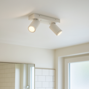 Witte badkamer plafondspot Kenan, 2L, IP44