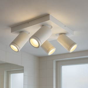 Witte badkamer plafondspot Kenan, 4L, IP44
