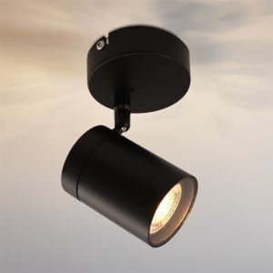 Zwarte plafondspot Ciara, aluminium, modern, IP44