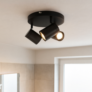 Zwarte plafondspot Ciara, aluminium, modern, IP44, 3L