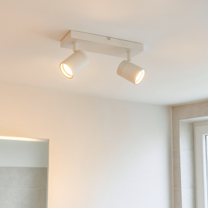 Witte plafondspot Ciara, aluminium, modern, IP44, 2L