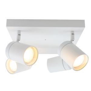 Witte plafondspot Ciara, aluminium, modern, IP44, 4L