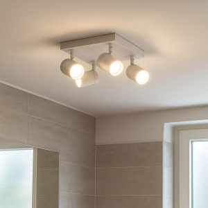 Witte plafondspot Ciara, aluminium, modern, IP44, 4L