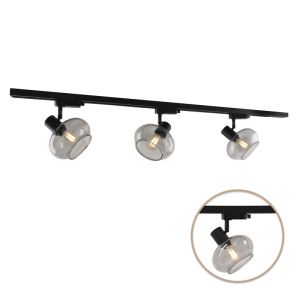 1M zwart 1-fase railverlichting systeem + 3 Skip railspots