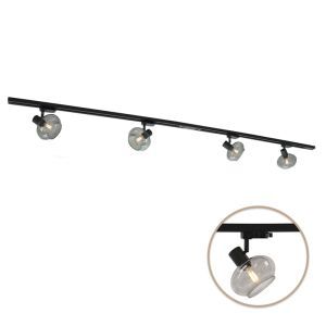 2M zwart 1-fase railverlichting systeem + 4 Skip railspots