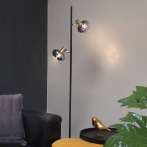 Design vloerlamp Skip, zwart, glas