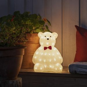 Teddybeer met strik, 38 cm, voor binnen en buiten