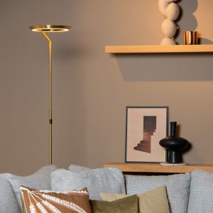 Messing vloerlamp modern, Celeste, 21W, 2700K LED, met touchdimmer