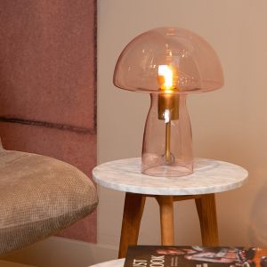 Roze tafellamp modern, Fungo, met schakelaar