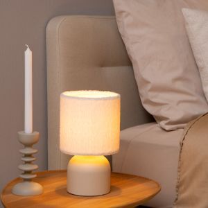 Beige tafellamp vintage, Woolly, met schakelaar