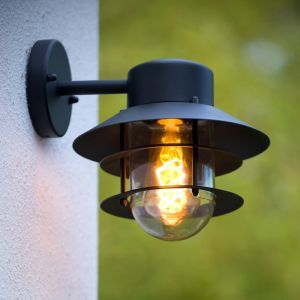 Zwarte wandlamp Zico, Rond