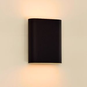 Zwarte up down wandlamp modern, Ovalis