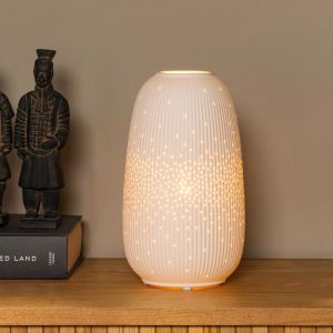 Keramische tafellamp wit, Flores, met schakelaar