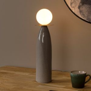 Keramische tafellamp grijs, Figaro, met schakelaar