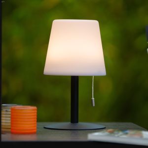 Witte oplaadbare buiten tafellamp modern, Rio, 1,8W, RGB LED, IP44, met trekschakelaar