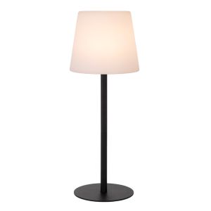 Zwarte oplaadbare buiten tafellamp modern, Tyon, 2W, 2700K LED, IP65, met touchdimmer