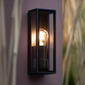 Zwarte buitenlamp Dukan, glas, IP65