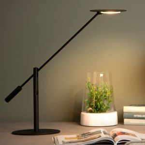 Zwarte bureaulamp modern, Anselmo, 9W, 3000K LED, met touchdimmer