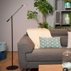 Zwarte staande leeslamp modern, Anselmo, 9W, 3000K LED