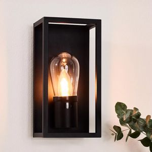 Zwarte wandlamp Carlyn, aluminium, IP54