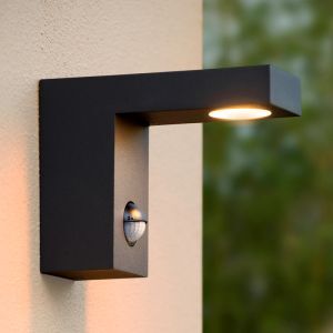 Antraciete buiten wandlamp met bewegingssensor modern, Texas, 6W, 3000K LED, IP54