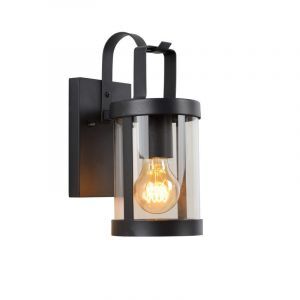 Zwarte wandlamp Lindelo, Rond