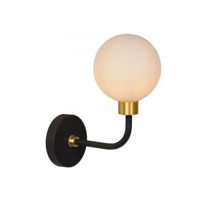 Zwarte wandspot Berend, glas, IP44
