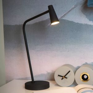 Zwarte oplaadbare tafellamp modern, Stirling, 3W, 2700K LED, met touchdimmer