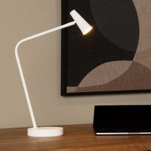 Witte oplaadbare tafellamp modern, Stirling, 3W, 2700K LED, met touchdimmer