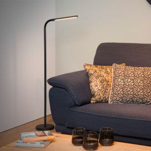 Zwarte staande leeslamp Gilly, metaal, met aan/uit schakelaar