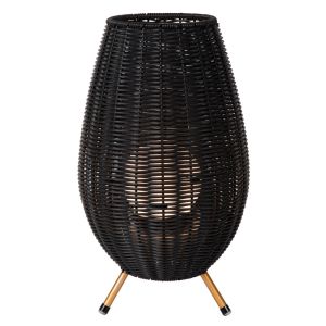 Zwarte buiten tafellamp landelijk, Colin, 3W, 3000K LED, IP44, 3-staps dimbaar