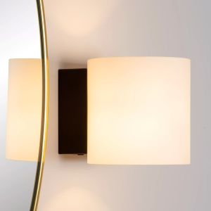 Zwarte wandlamp Jelte, glas, IP44